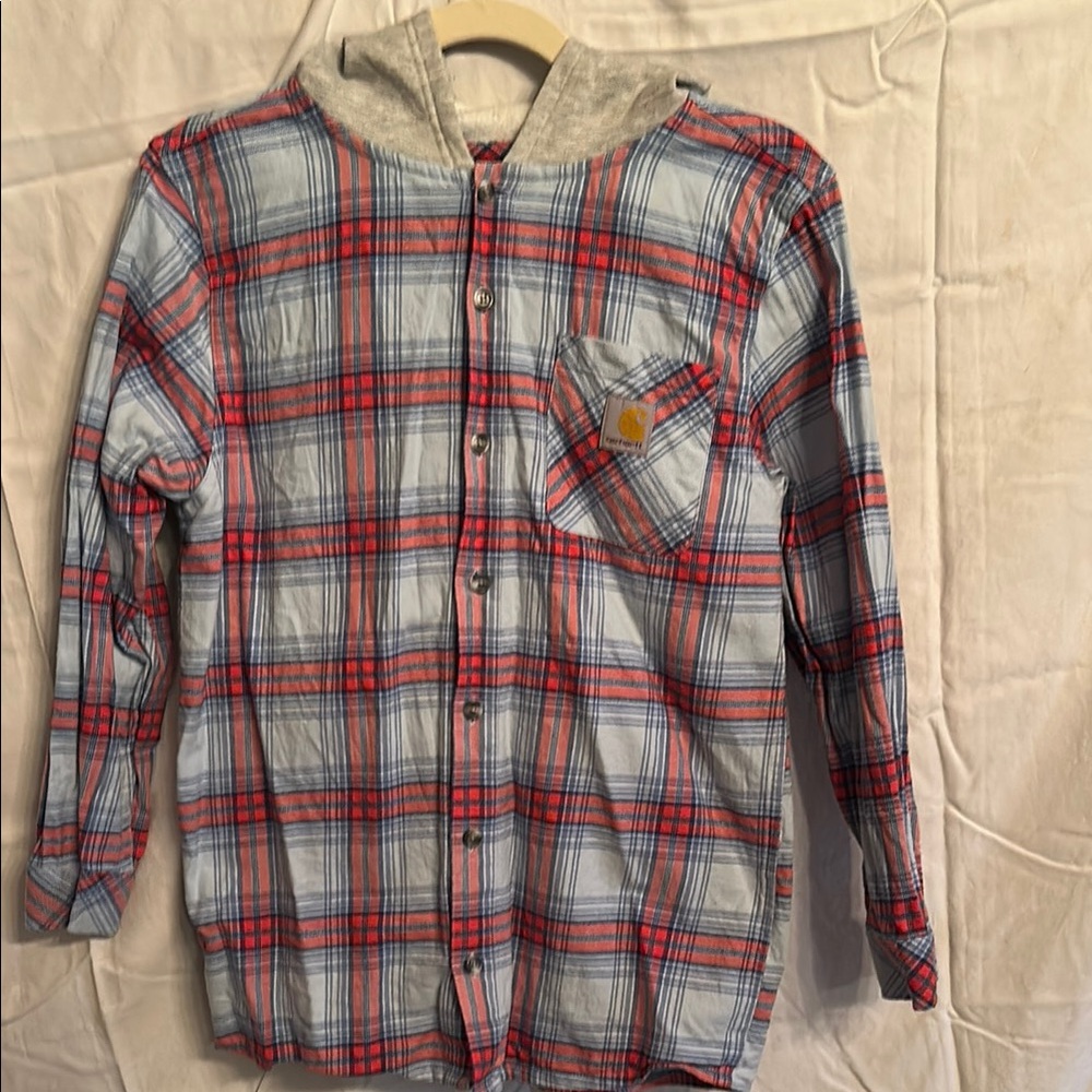 Carhartt Red and Blue Button Down Shirt Casual Plaid